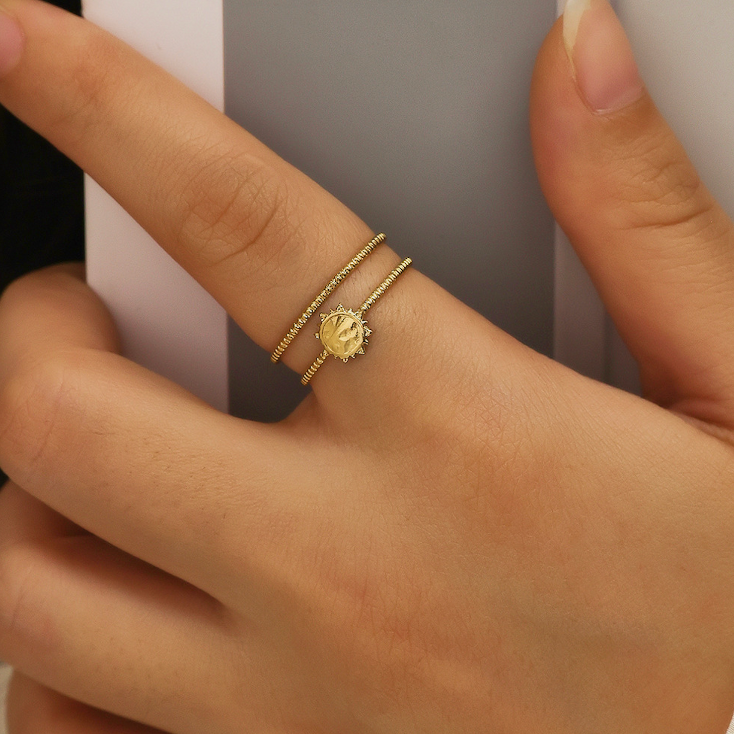 Solene Adjustable Sun Gold Ring