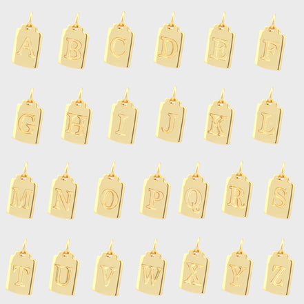 Gold Tag Letter Charm