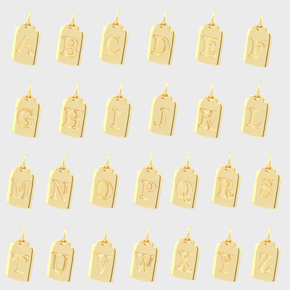 Gold Tag Letter Charm