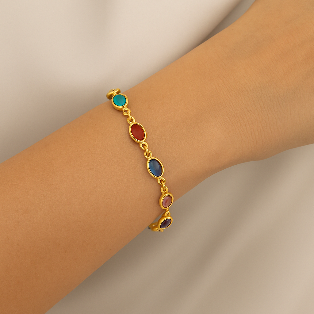 Alessia Gold Multi Stones Bracelet