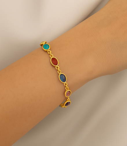 Alessia Gold Multi Stones Bracelet