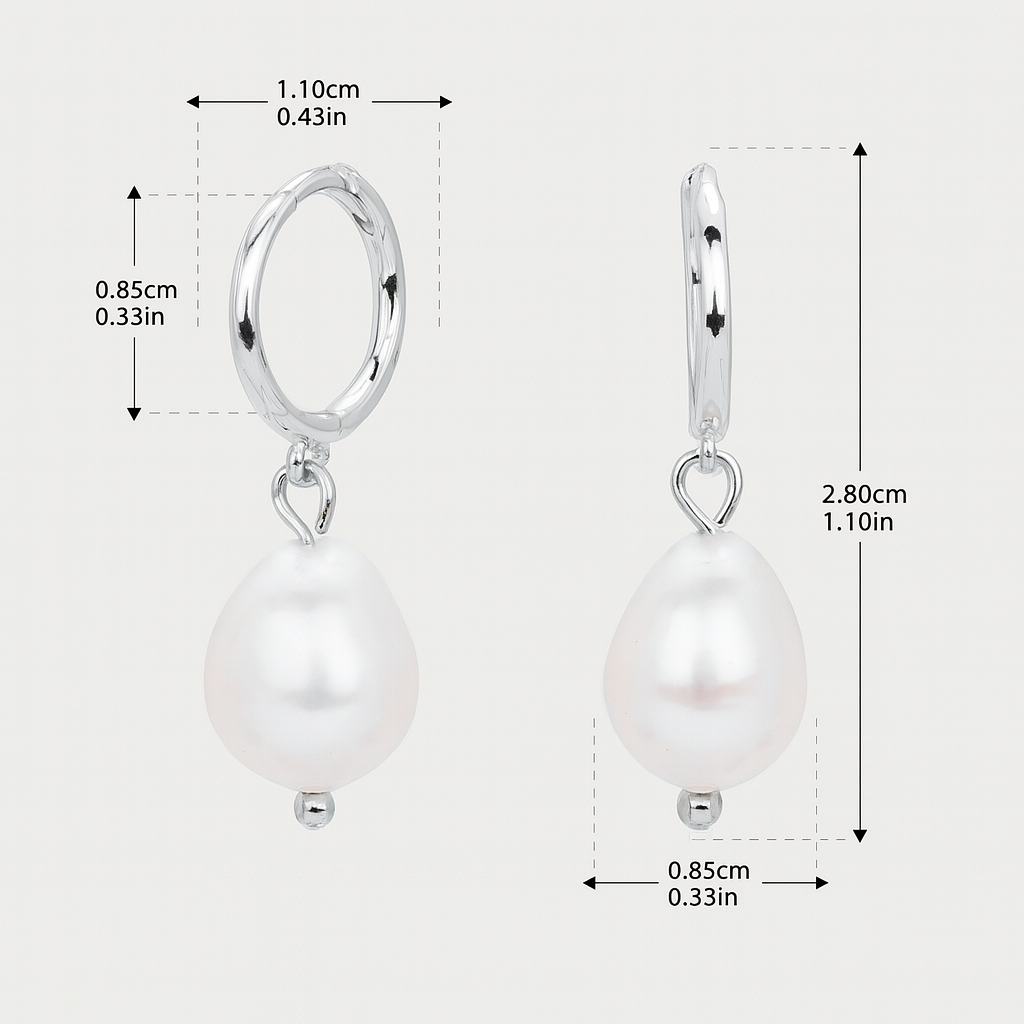 Ophelia Pearl Earrings - Silver