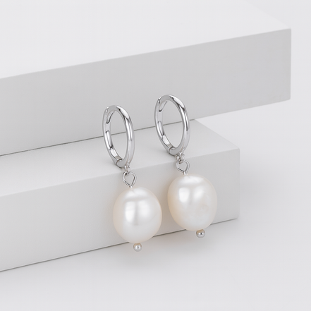 Ophelia Pearl Earrings - Silver