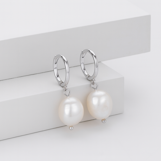 Ophelia Pearl Earrings - Silver