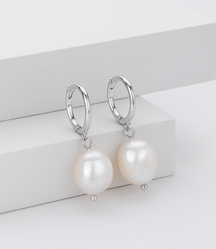 Ophelia Pearl Earrings - Silver