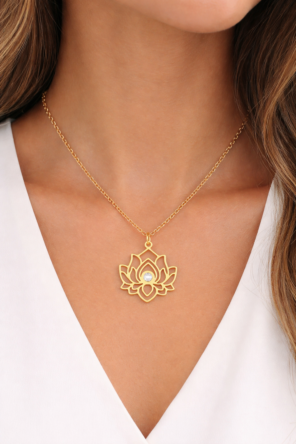 Lotus Flower Gold Necklace