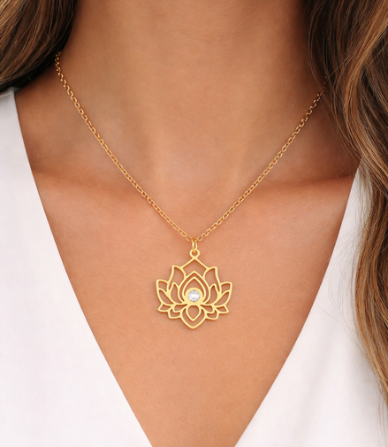 Lotus Flower Gold Necklace
