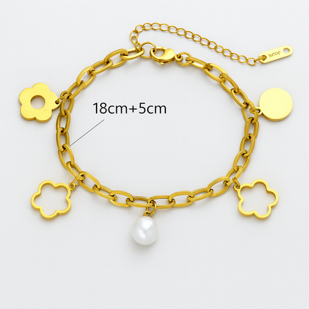 Fleur Pearl Gold Bracelet