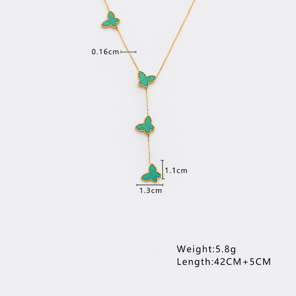 Papillon Butterfly Gold Necklace - Pink