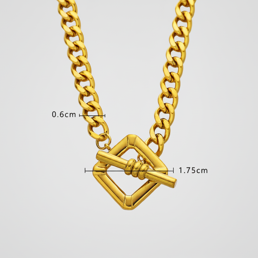 Gold Square Link Necklace