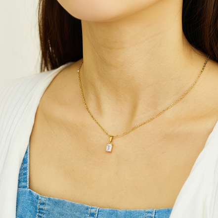 Emerald Gem Gold Necklace Lavender