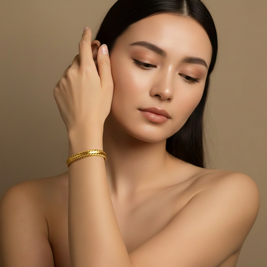 Gold Braided Cuff Bracelet