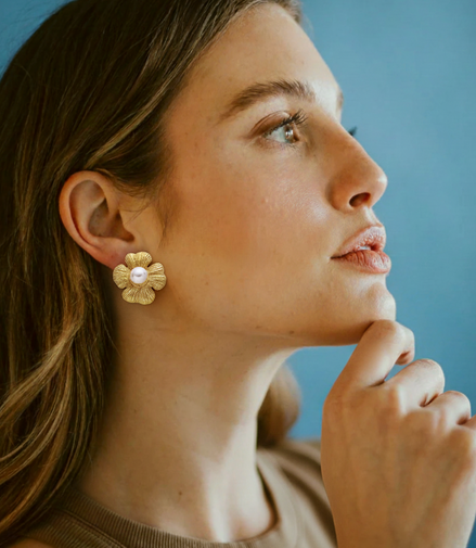 Magnolia Gold Flower Earrings