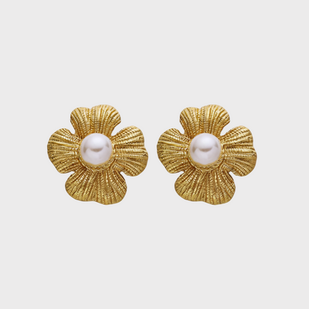 Magnolia Gold Flower Earrings
