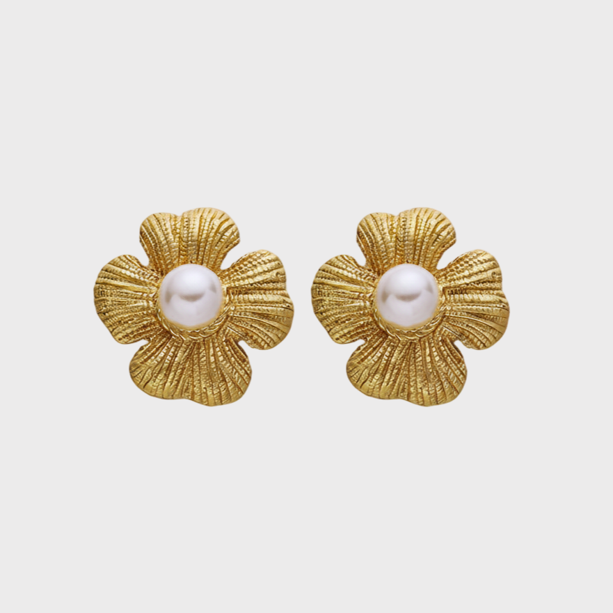 Magnolia Gold Flower Earrings