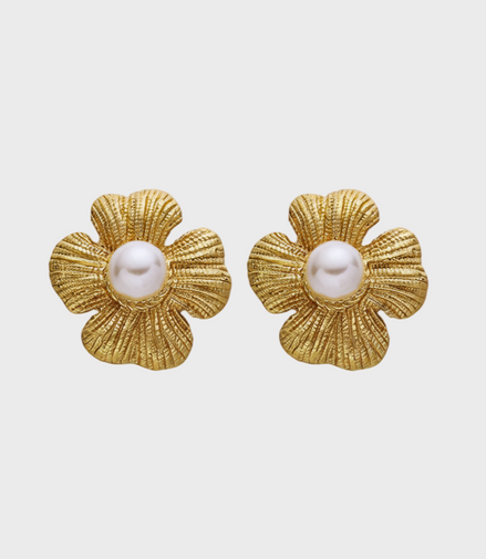 Magnolia Gold Flower Earrings