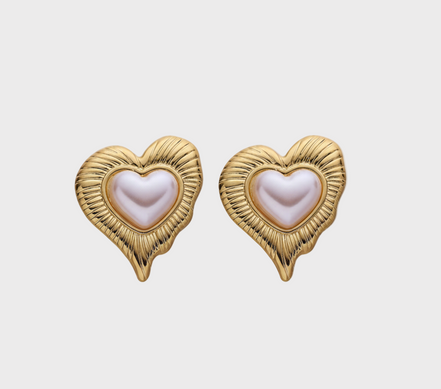 Isolde Gold Heart Earrings