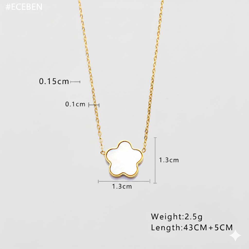 White Clover Gold Necklace