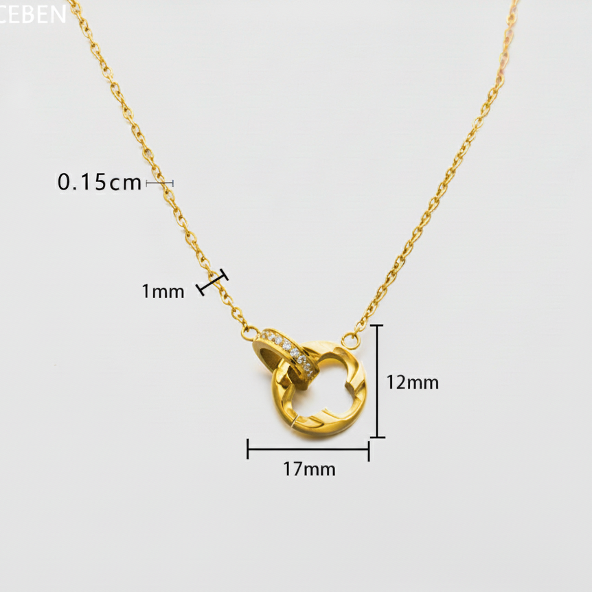 Gold Stone Circle Necklace