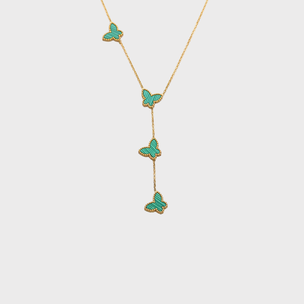 Papillon Butterfly Gold Necklace - Turquoise