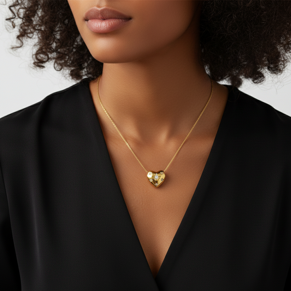 Celestia Heart  Gold Necklace