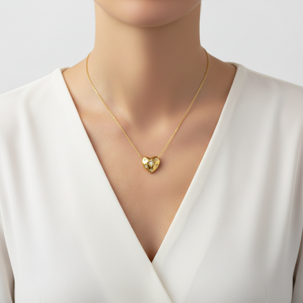 Celestia Heart  Gold Necklace