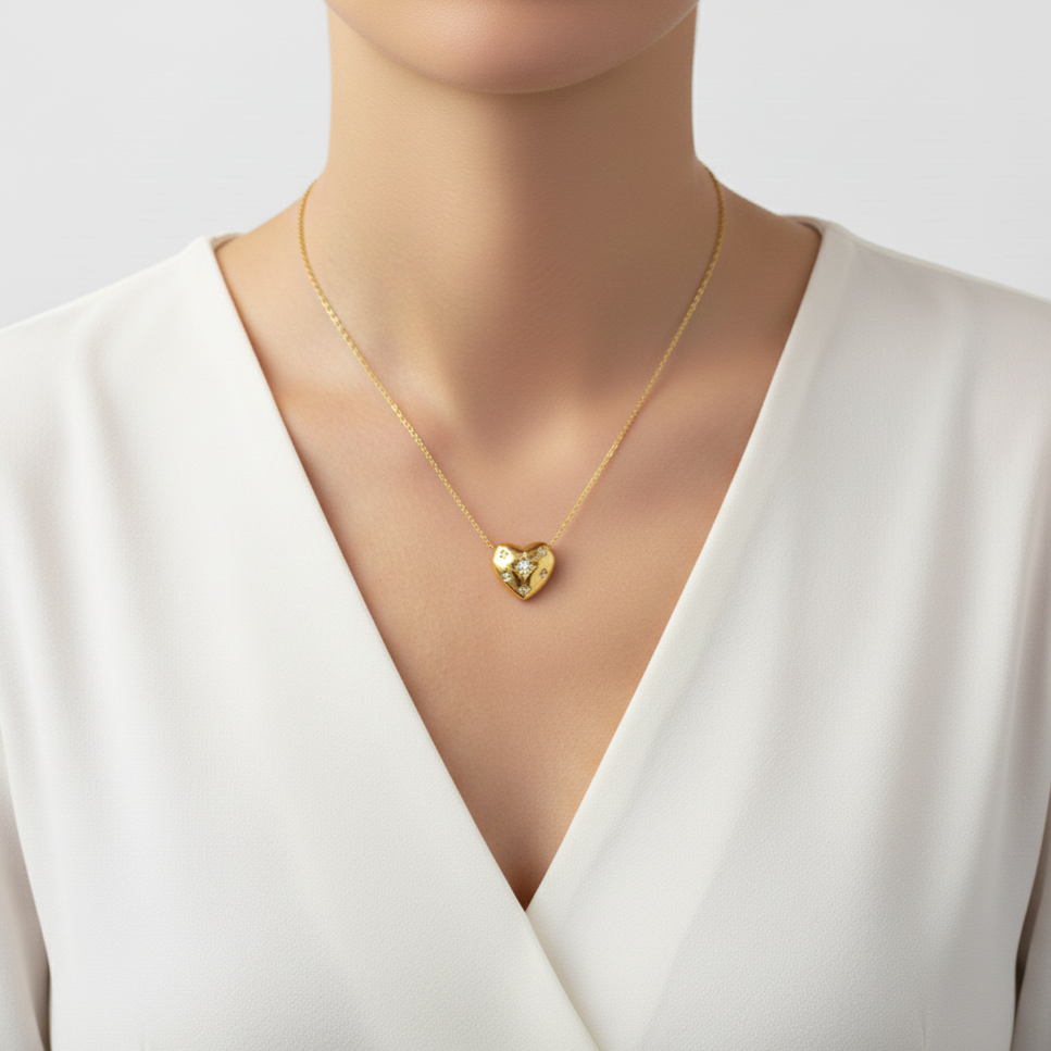 Celestia Heart  Gold Necklace