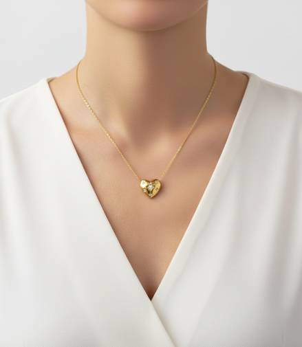 Celestia Heart  Gold Necklace