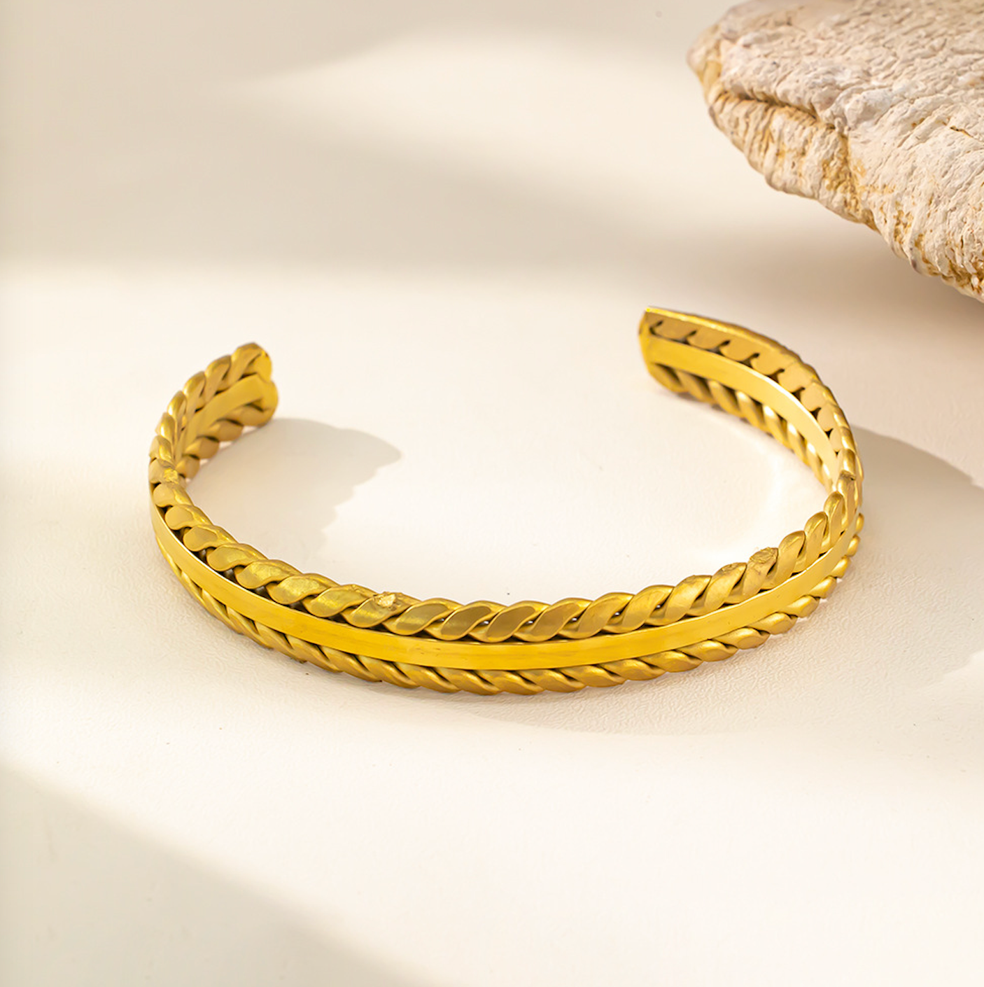 Gold Braided Cuff Bracelet