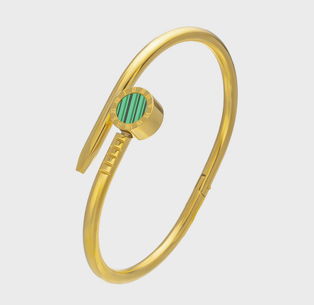 Gold Nova Nail Head Bracelet – Green