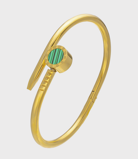Gold Nova Nail Head Bracelet – Green