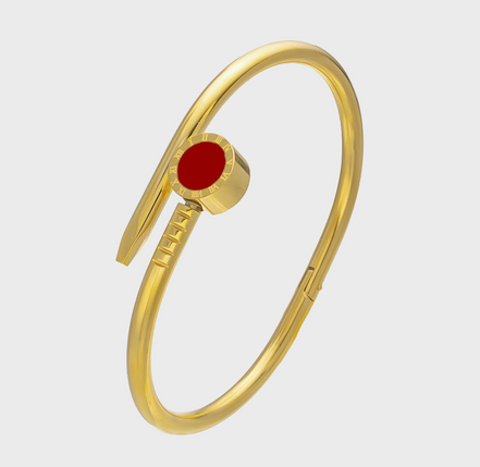 Gold Nova Nail Head Bracelet – Red