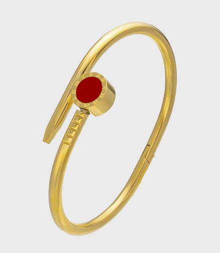 Gold Nova Nail Head Bracelet – Red