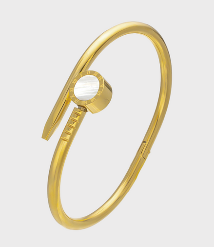 Gold Nova Nail Head Bracelet – White