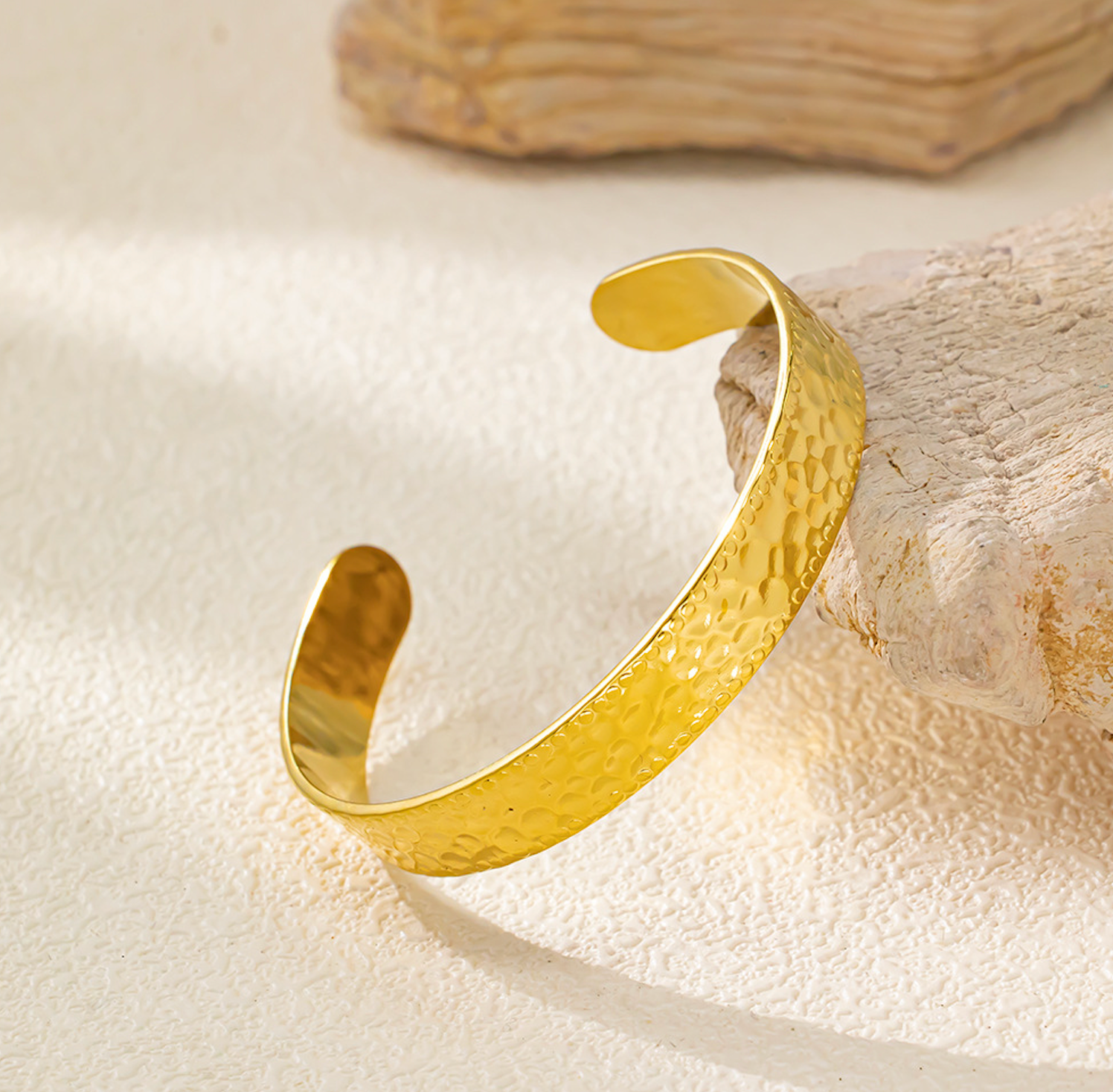 Aurea Hammered Gold Cuff Bracelet