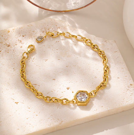 Hexa Gold Crystal Bracelet