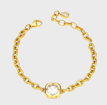 Squared Gold Crystal Bracelet