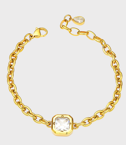 Squared Gold Crystal Bracelet