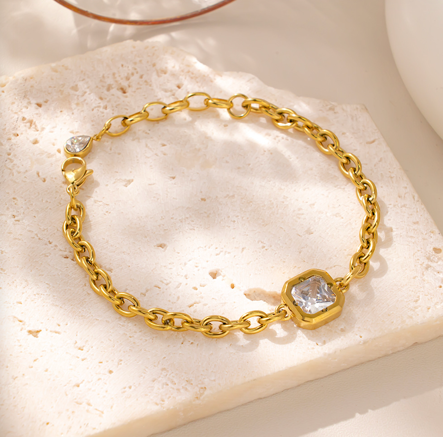 Squared Gold Crystal Bracelet