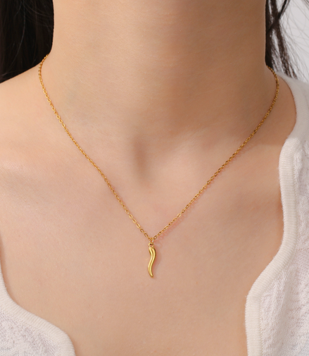 Gold Cornicello Charm Necklace