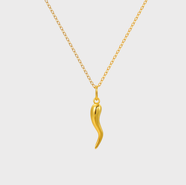 Gold Cornicello Charm Necklace