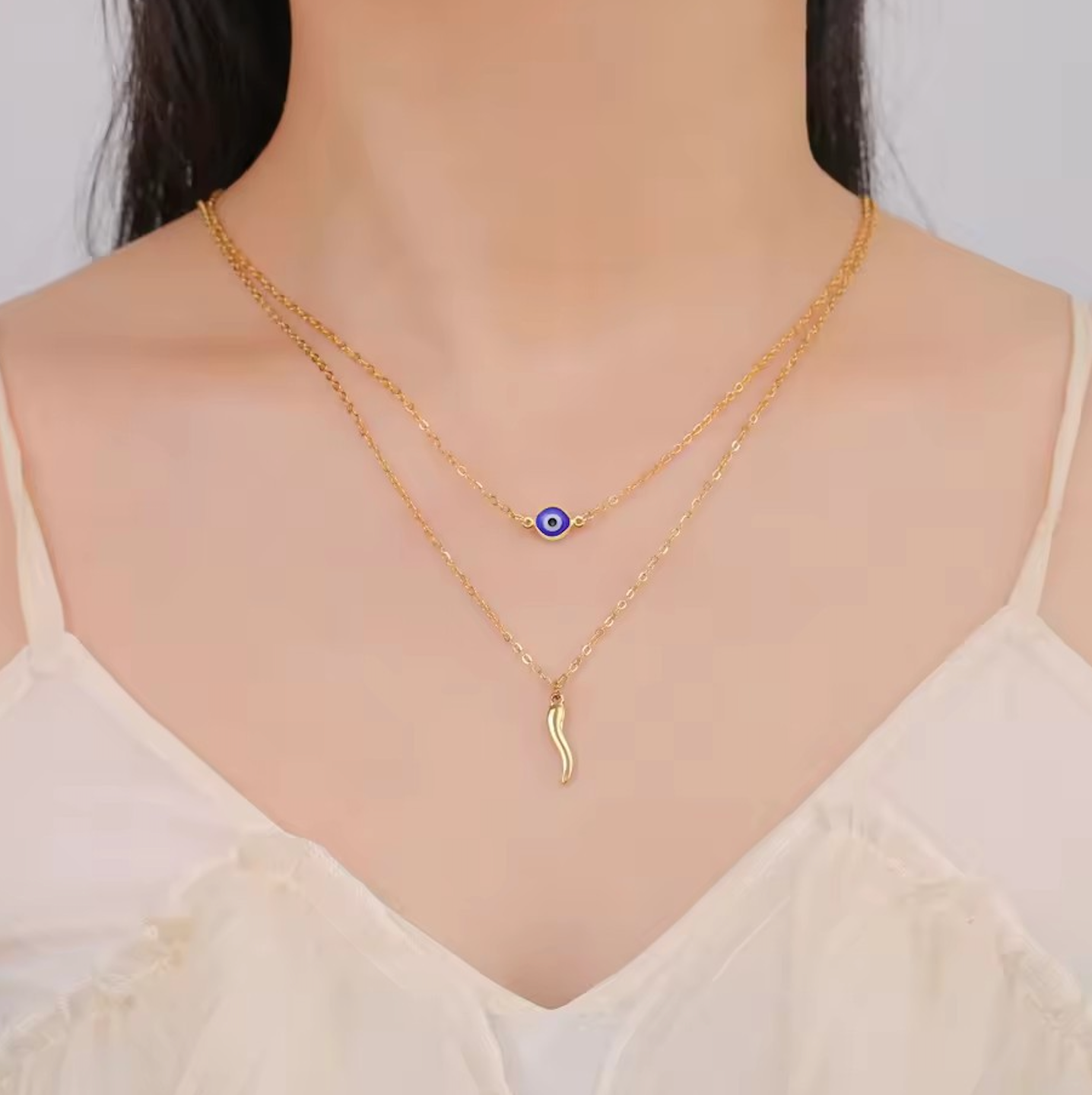 Gold Cornicello Charm Necklace
