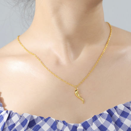 Gold Cornicello Charm Necklace