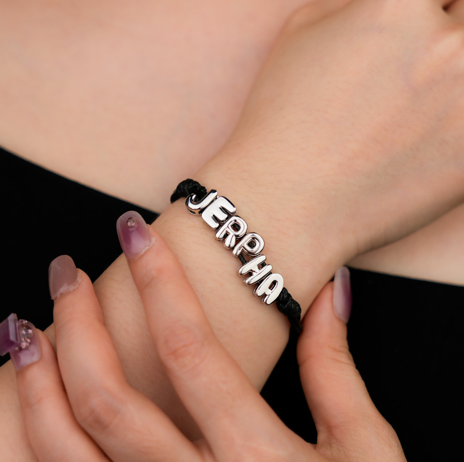 Custom Charm String Bracelet - Black