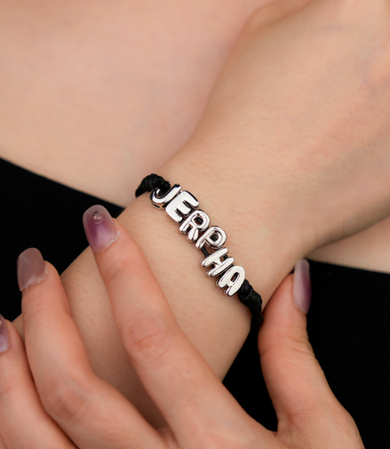 Custom Charm String Bracelet - Black