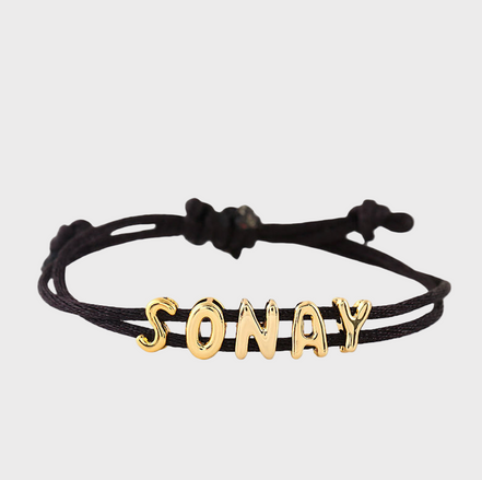 Custom Charm String Bracelet - Black