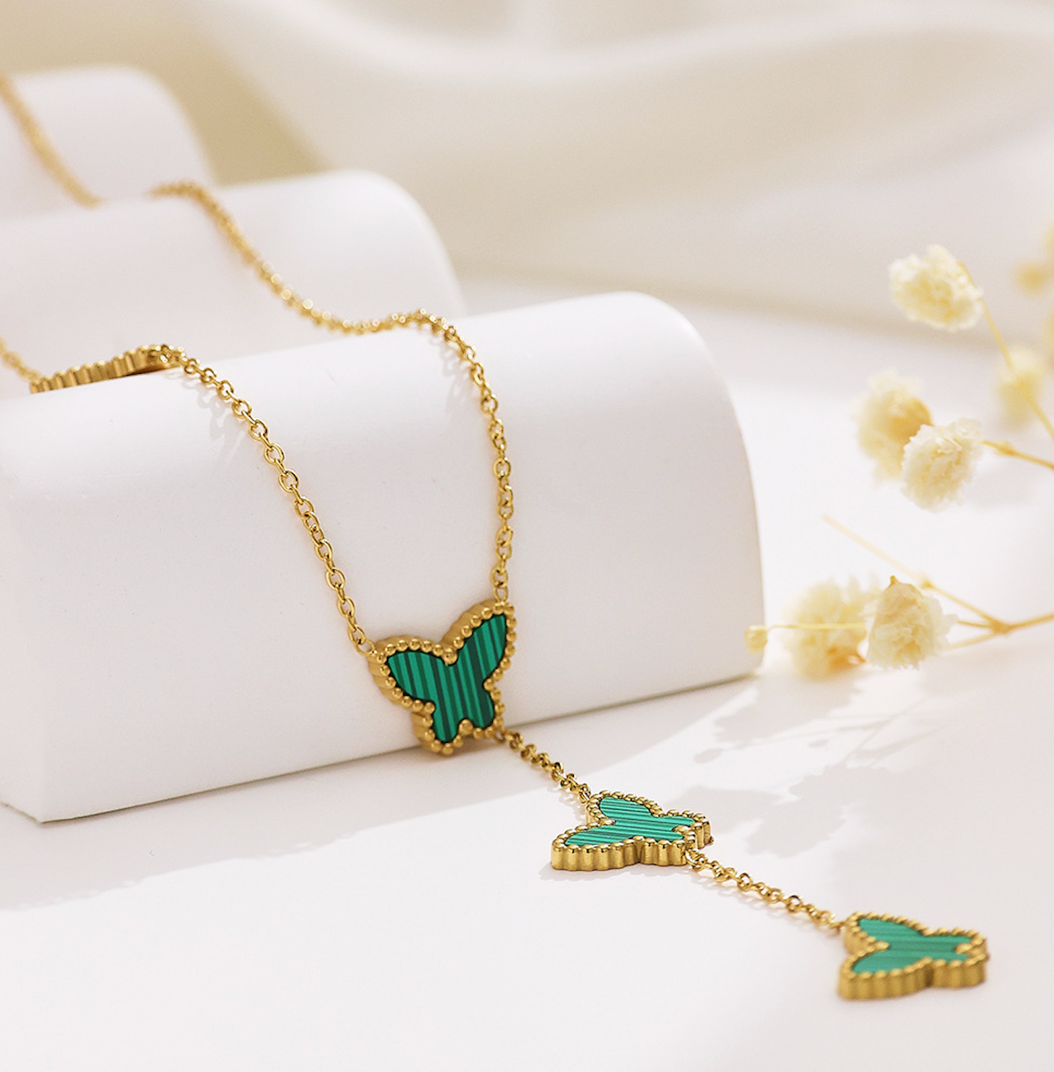 Papillon Butterfly Gold Necklace - Turquoise