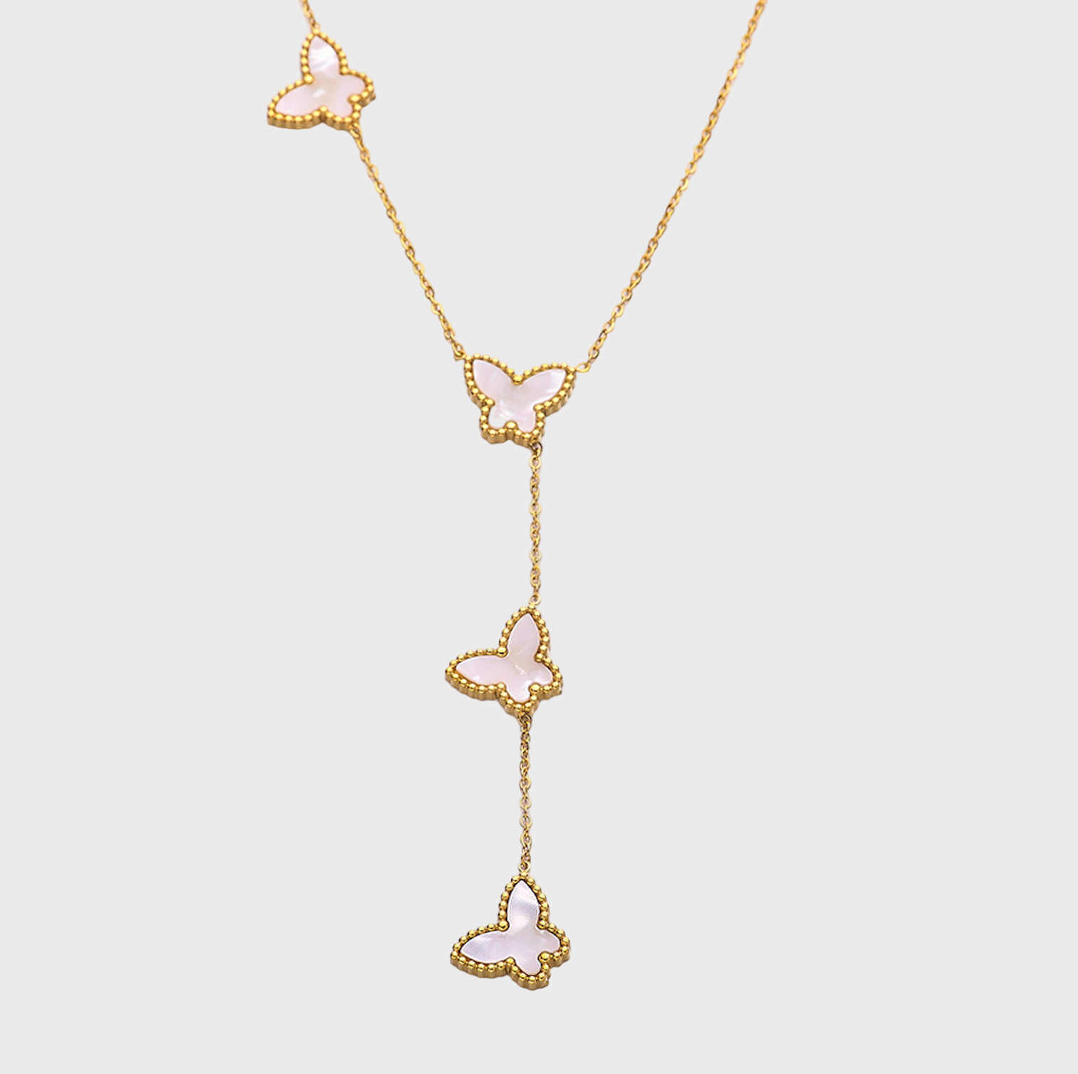 Papillon Butterfly Gold Necklace - Pink