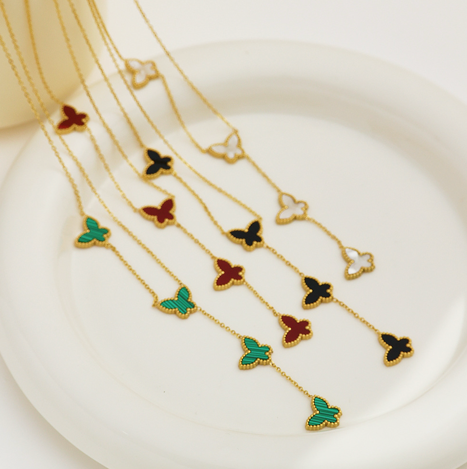 Papillon Butterfly Gold Necklace - Pink