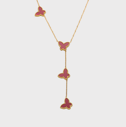Papillon Butterfly Gold Necklace - Red